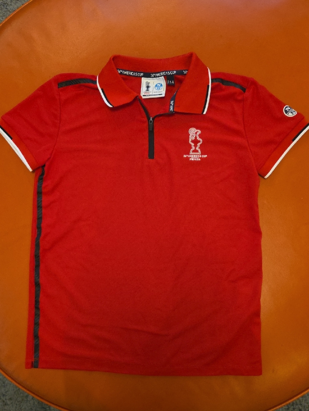 Prada Red Zip Polo North Sail 36th America's Cup Sz 14